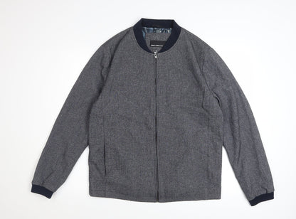 Remus Uomo Men’s Grey Bomber Jacket M Full Zip Stretch Casual