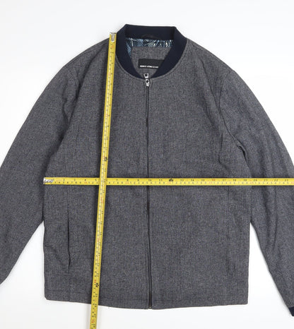 Remus Uomo Men’s Grey Bomber Jacket M Full Zip Stretch Casual