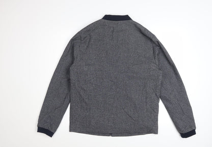 Remus Uomo Men’s Grey Bomber Jacket M Full Zip Stretch Casual