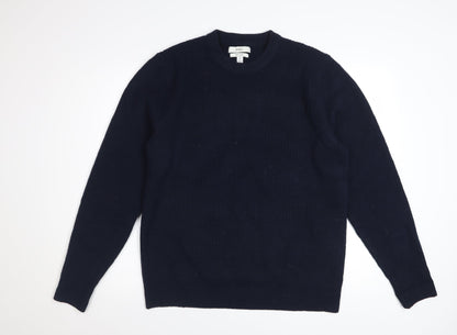 Marks and Spencer Men's Blue Wool Blend Crew Neck Jumper Size M