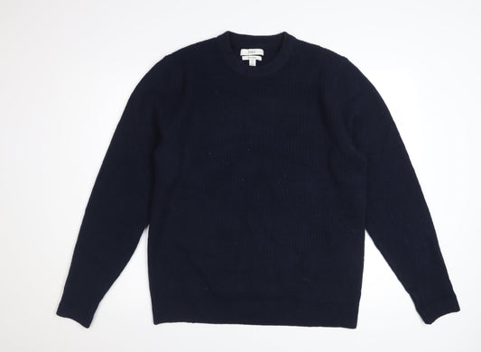 Marks and Spencer Men's Blue Wool Blend Crew Neck Jumper Size M