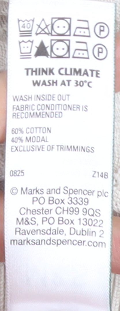 Marks and Spencer Mens Ivory Long Sleeve Textured Polo Shirt L