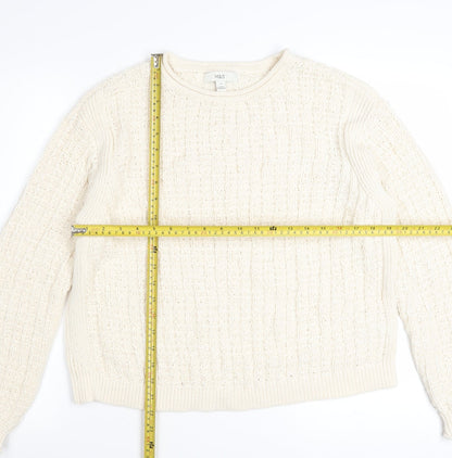 Marks and Spencer Women's Ivory Cable-Knit Cotton Jumper Size M