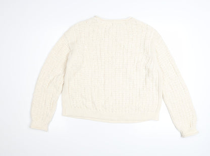 Marks and Spencer Women's Ivory Cable-Knit Cotton Jumper Size M