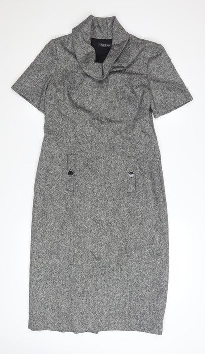 ALEX & Co Women Grey Wool Blend Sheath Dress UK 10 Workwear