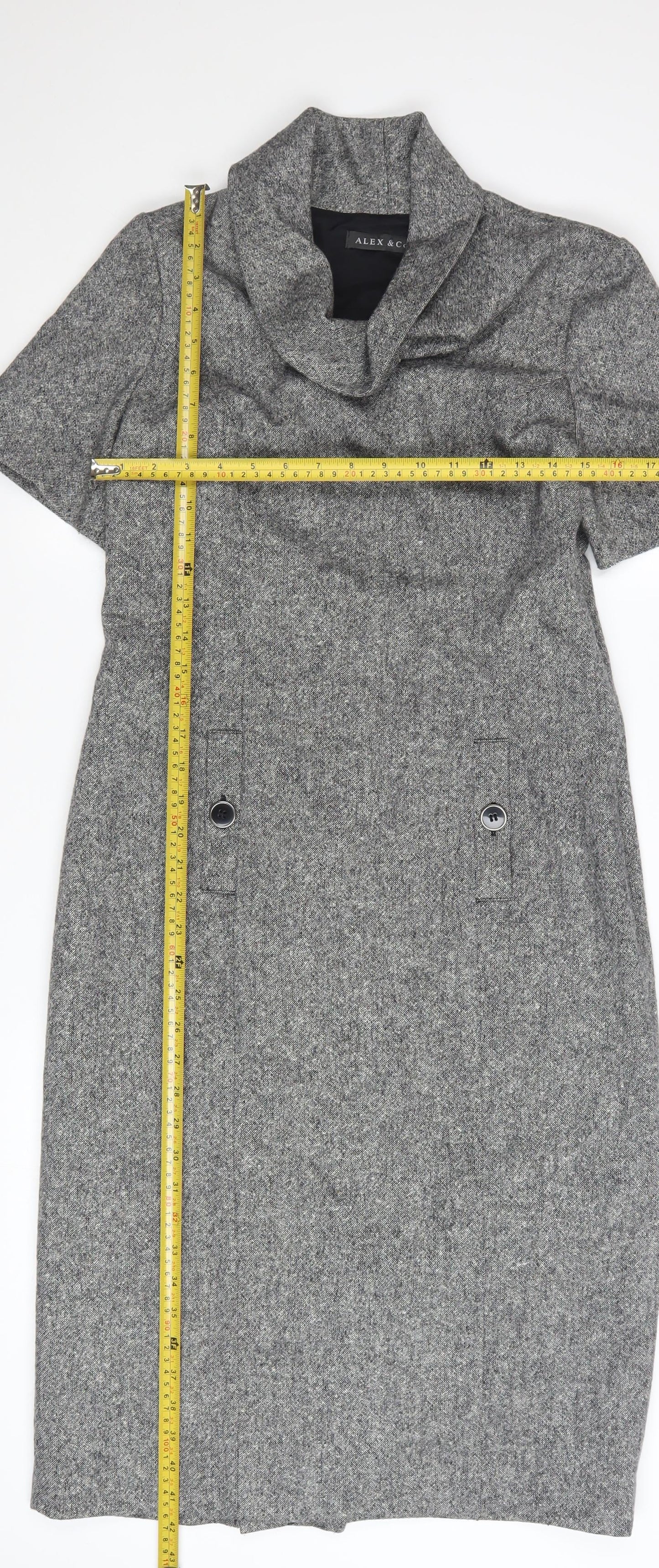 ALEX & Co Women Grey Wool Blend Sheath Dress UK 10 Workwear