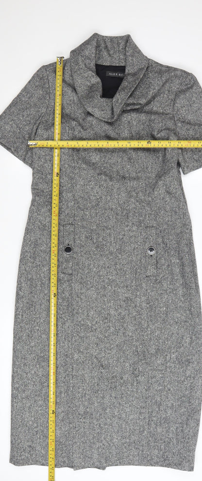 ALEX & Co Women Grey Wool Blend Sheath Dress UK 10 Workwear