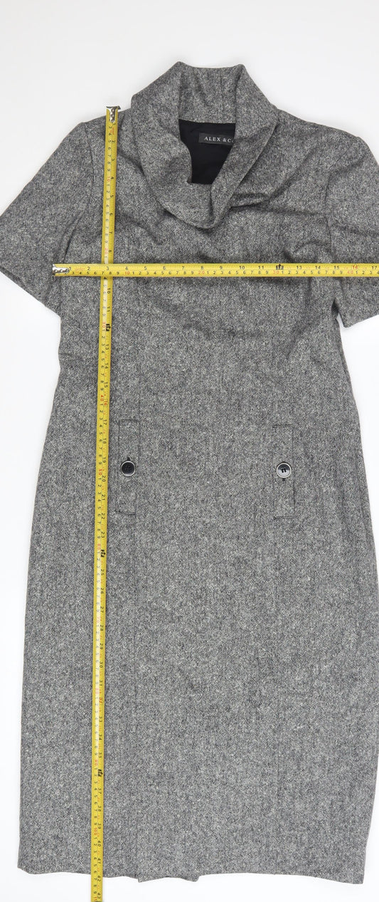 ALEX & Co Women Grey Wool Blend Sheath Dress UK 10 Workwear
