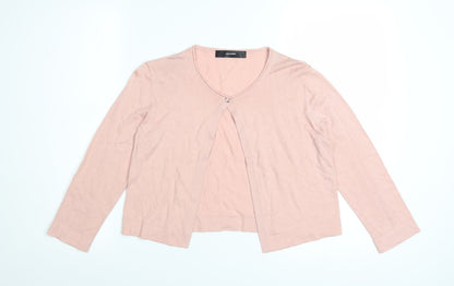 Hallhuber Women's Pink Cotton Cashmere Blend V-Neck Cardigan S