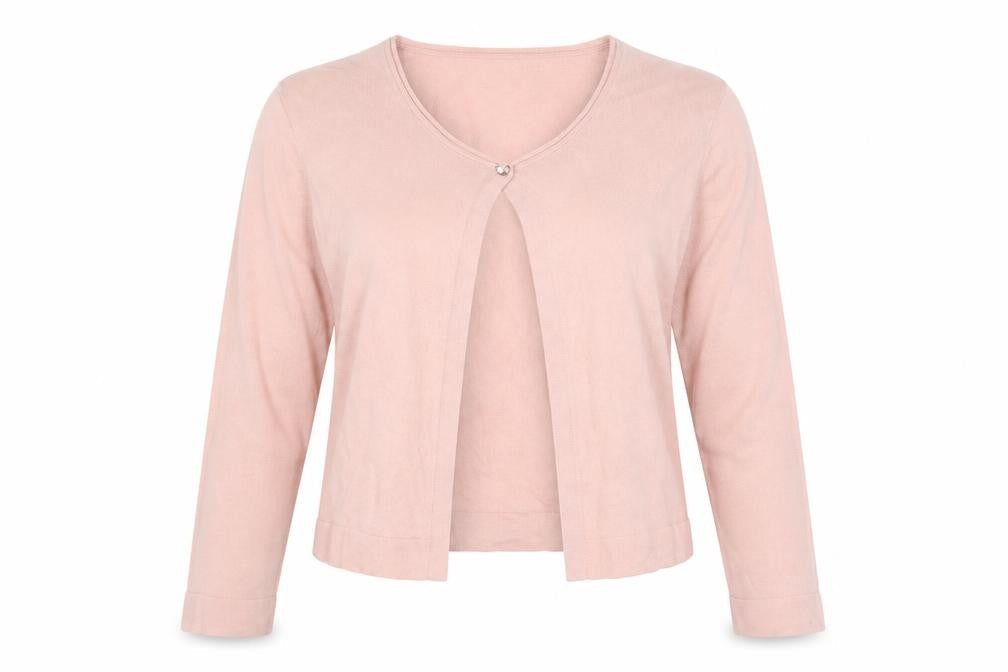 Hallhuber Women's Pink Cotton Cashmere Blend V-Neck Cardigan S