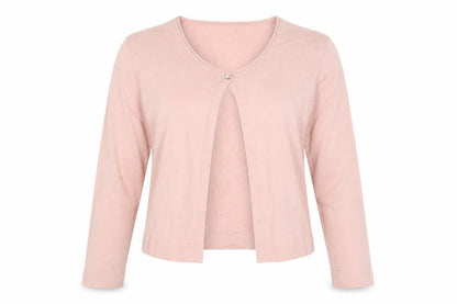 Hallhuber Women's Pink Cotton Cashmere Blend V-Neck Cardigan S