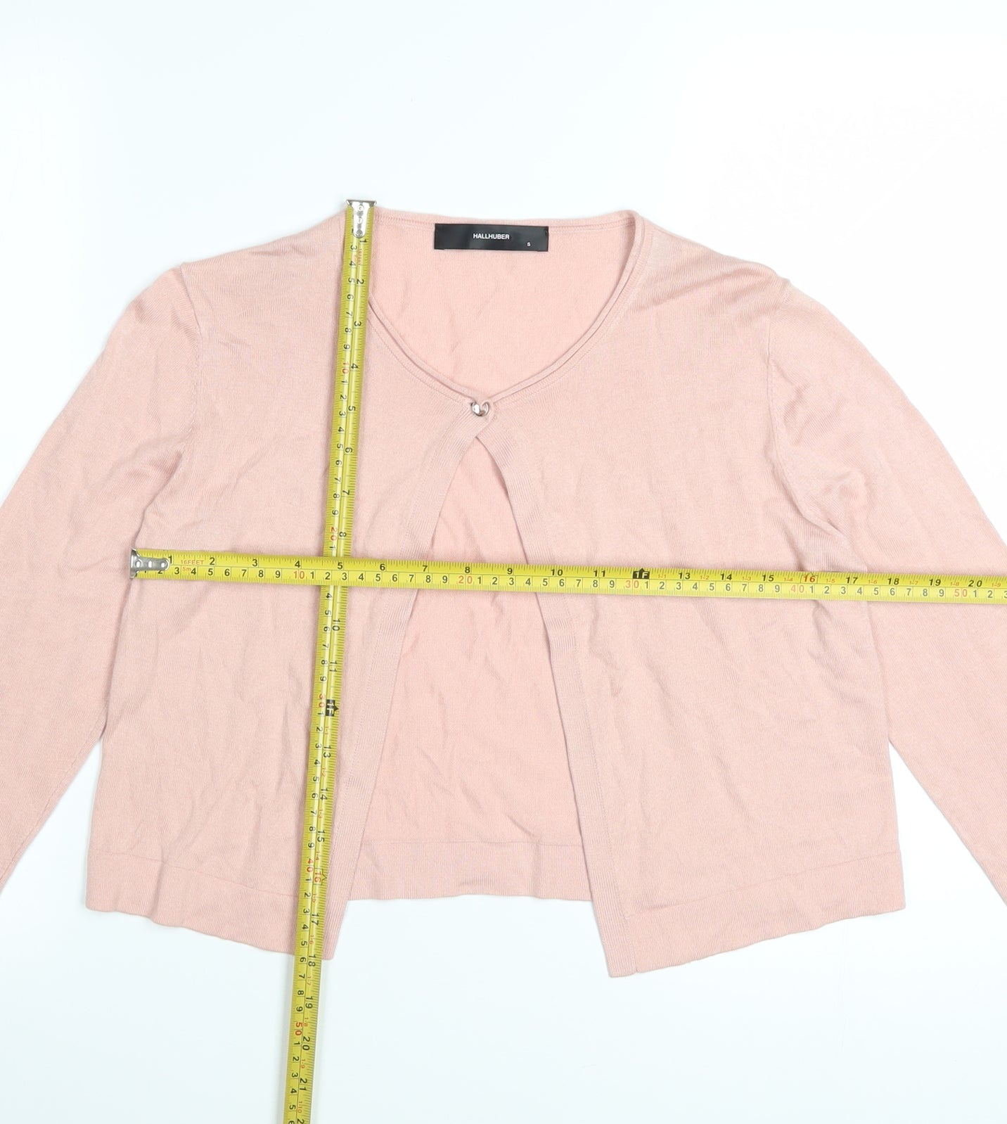 Hallhuber Women's Pink Cotton Cashmere Blend V-Neck Cardigan S