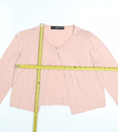 Hallhuber Women's Pink Cotton Cashmere Blend V-Neck Cardigan S