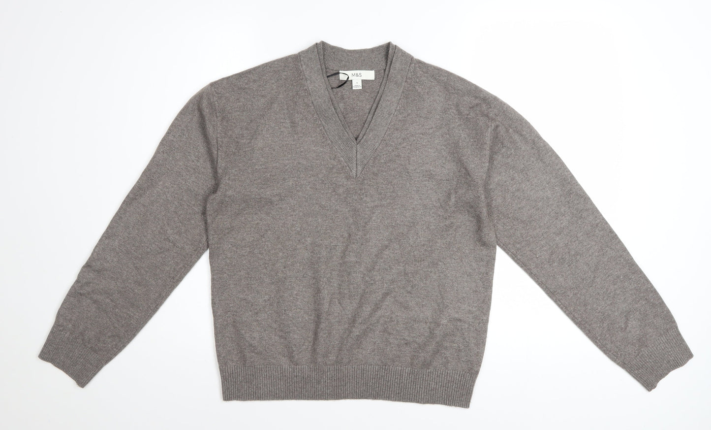 Marks and Spencer Women’s Grey V-Neck Pullover Jumper Small