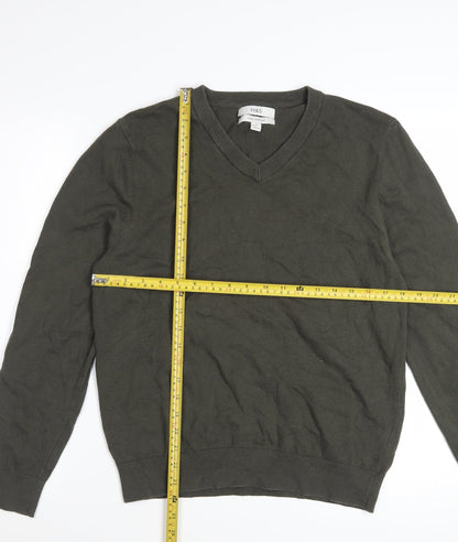 Marks and Spencer Men's Green V-Neck Cotton Jumper M Regular