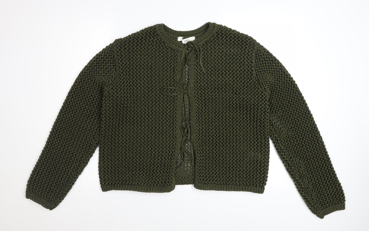 Marks and Spencer Womens Green Knit Tie Front Cardigan Size L