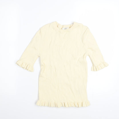 Marks and Spencer Women Beige Ruffle Knit Jumper Size S
