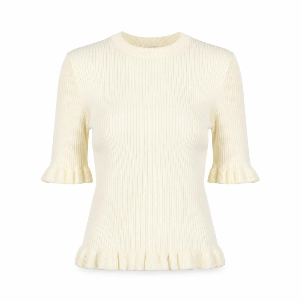 Marks and Spencer Women Beige Ruffle Knit Jumper Size S
