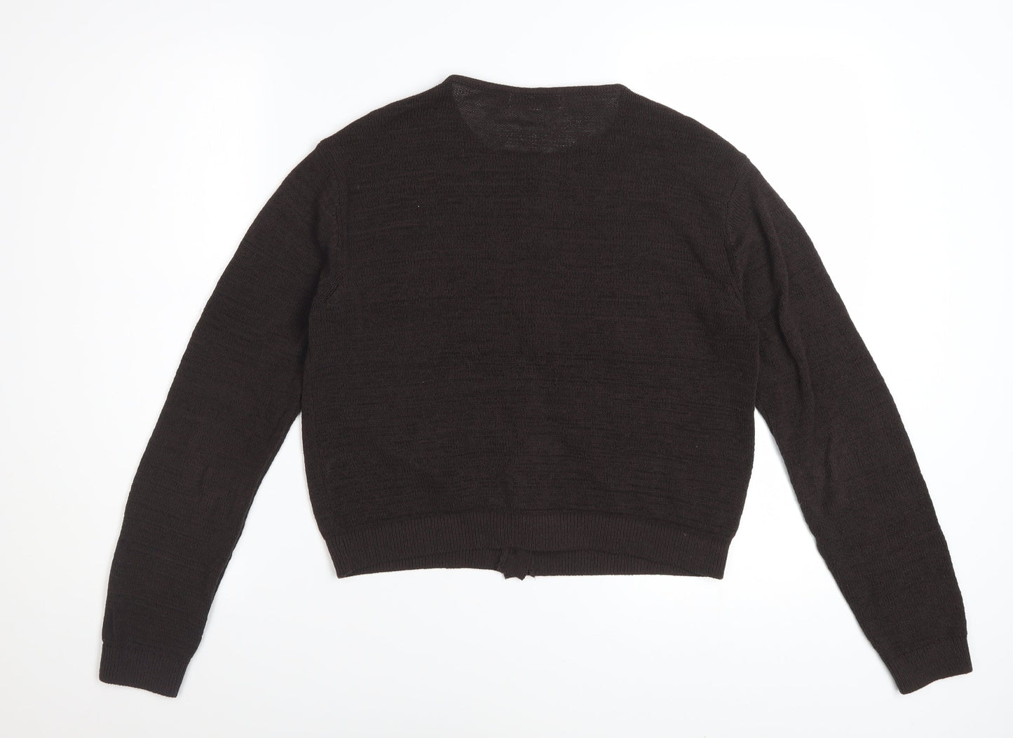 Marks and Spencer Women Brown Knit Cardigan Size S Crew Neck