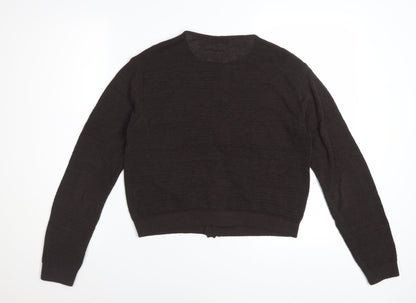 Marks and Spencer Women Brown Knit Cardigan Size S Crew Neck