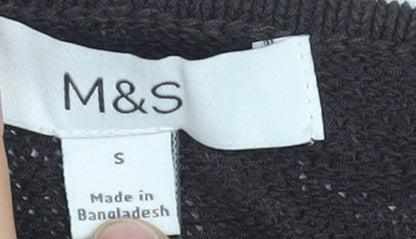 Marks and Spencer Women Brown Knit Cardigan Size S Crew Neck