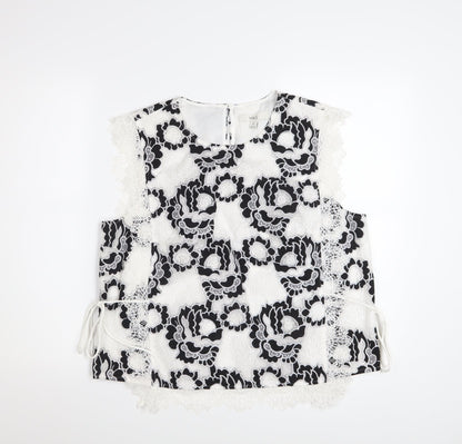 Marks and Spencer Women's Black White Lace Floral Blouse Size 16