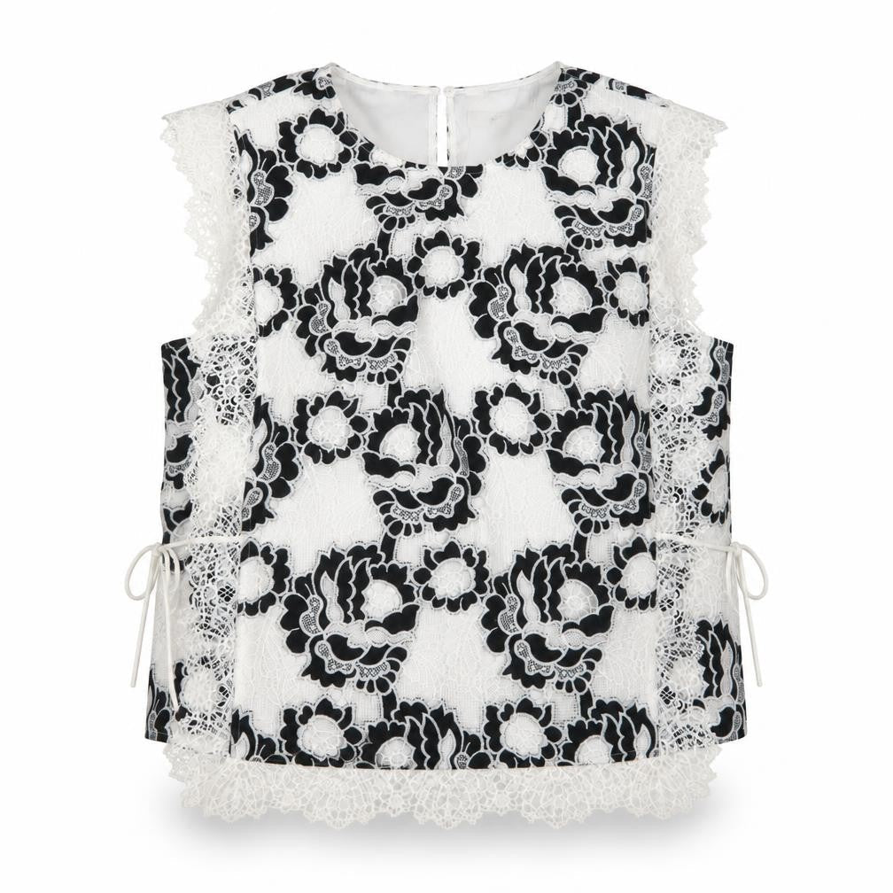 Marks & Spencer Women's Black White Lace Floral Blouse Size 16