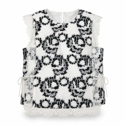 Marks & Spencer Women's Black White Lace Floral Blouse Size 16