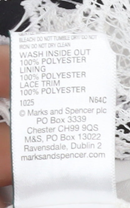 Marks and Spencer Women's Black White Lace Floral Blouse Size 16