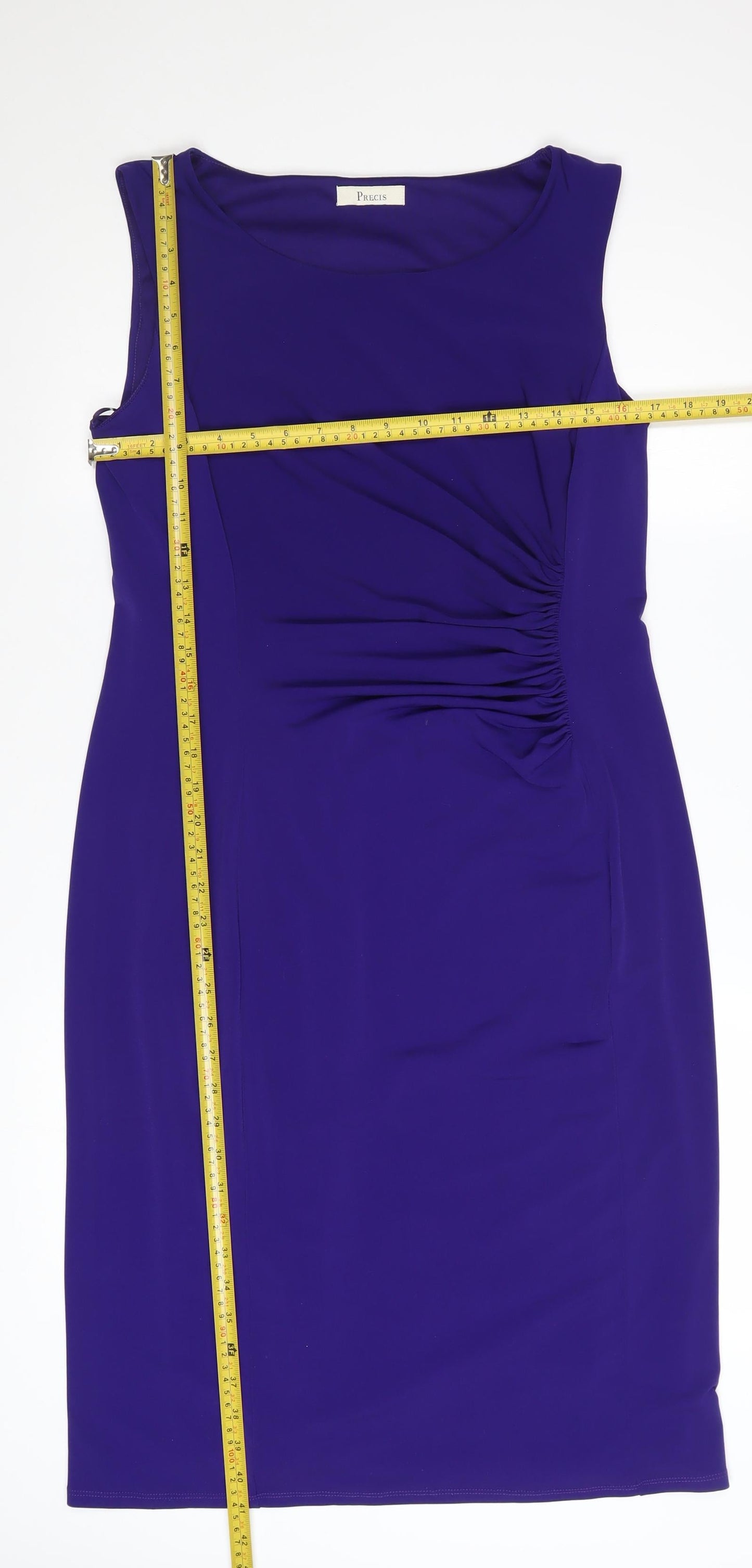 Precis Women Purple Size 14 Sleeveless Sheath Knee Length Dress