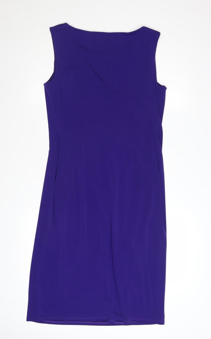 Precis Women Purple Size 14 Sleeveless Sheath Knee Length Dress