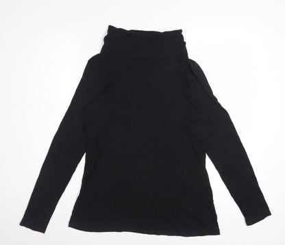Cynthia Rowley Women’s Black Roll Neck Long Sleeve Jersey Top Size L