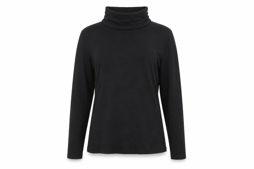 Cynthia Rowley Women’s Black Roll Neck Long Sleeve Jersey Top Size L
