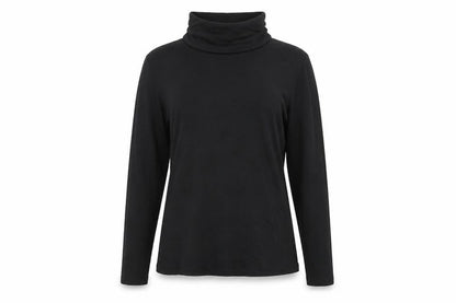 Cynthia Rowley Women’s Black Roll Neck Long Sleeve Jersey Top Size L