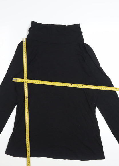 Cynthia Rowley Women’s Black Roll Neck Long Sleeve Jersey Top Size L