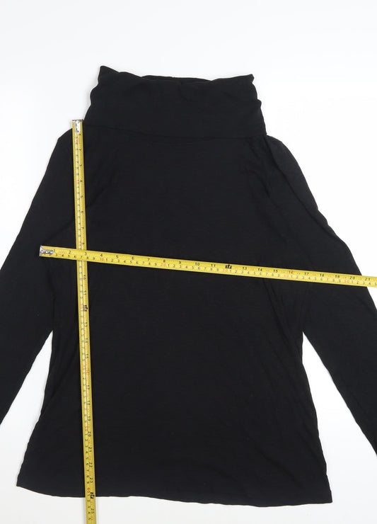 Cynthia Rowley Women’s Black Roll Neck Long Sleeve Jersey Top Size L