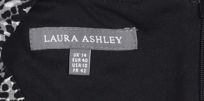 Laura Ashley Women's Black Geometric V-Neck Sheath Dress UK14