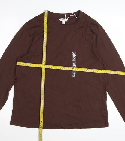Marks and Spencer Women’s Brown Long Sleeve Cotton T-Shirt Size 12