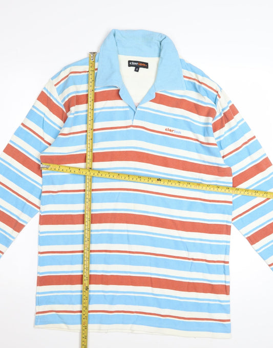 Clarion Men's Multicoloured XL Striped Long Sleeve Polo Shirt