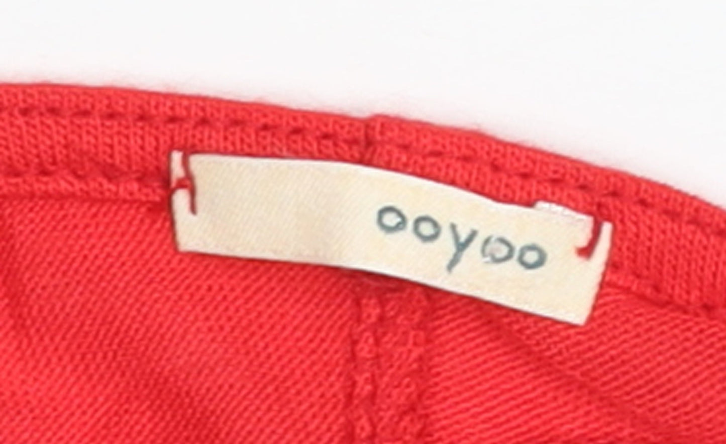 Ooyoo Womens Red Rayon Long Sleeve Scoop Neck Relaxed T-Shirt M