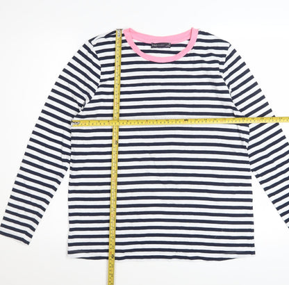 Marks and Spencer Women’s Multicoloured Stripe Long Sleeve Cotton T-Shirt Size 14