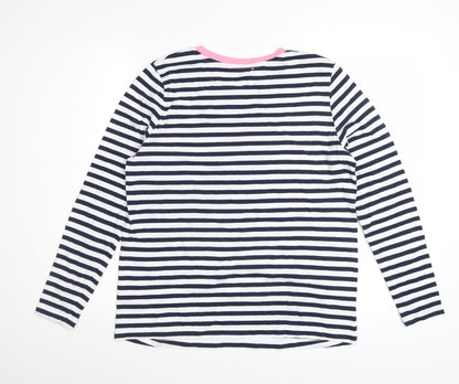 Marks and Spencer Women’s Multicoloured Stripe Long Sleeve Cotton T-Shirt Size 14