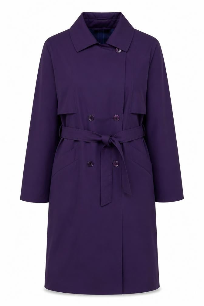 V.I.Petites Women's Purple Belted Trench Coat Size 10 Petite