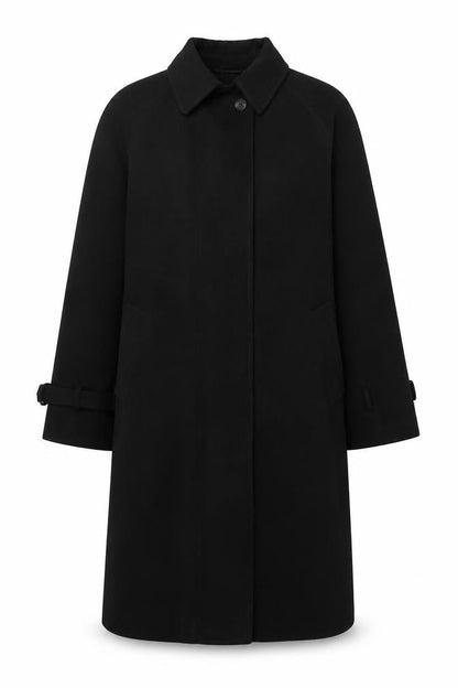 Calvin Klein Women's Black Long Trench Coat Size S Lined Polyester