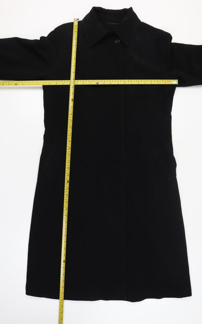 Calvin Klein Women's Black Long Trench Coat Size S Lined Polyester