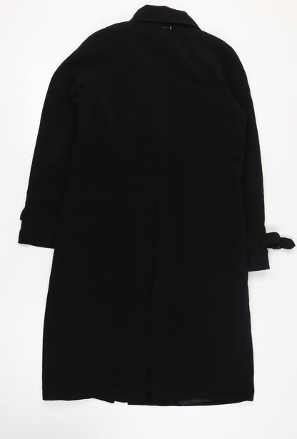 Calvin Klein Women's Black Long Trench Coat Size S Lined Polyester