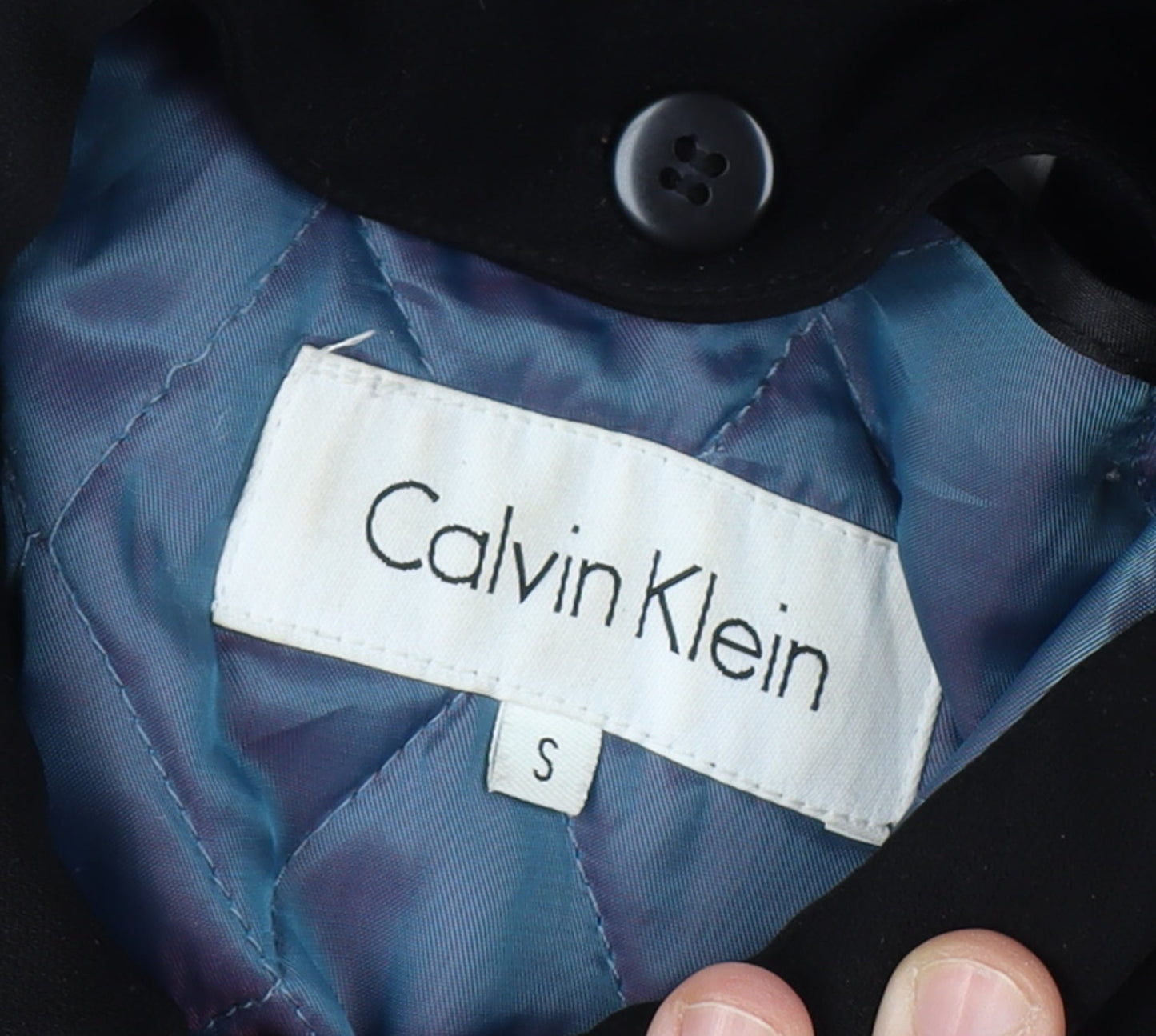 Calvin Klein Women's Black Long Trench Coat Size S Lined Polyester