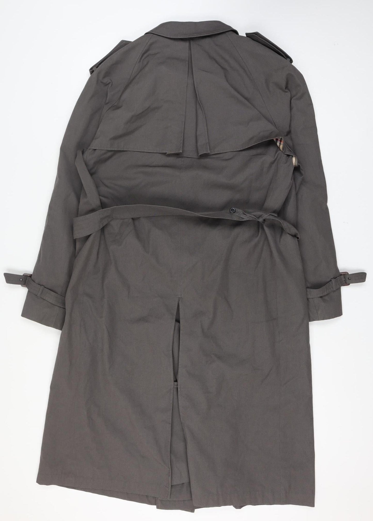 Bradley Jons Men Grey 42 Trench Coat Rain Repellent Belted Lined Classic