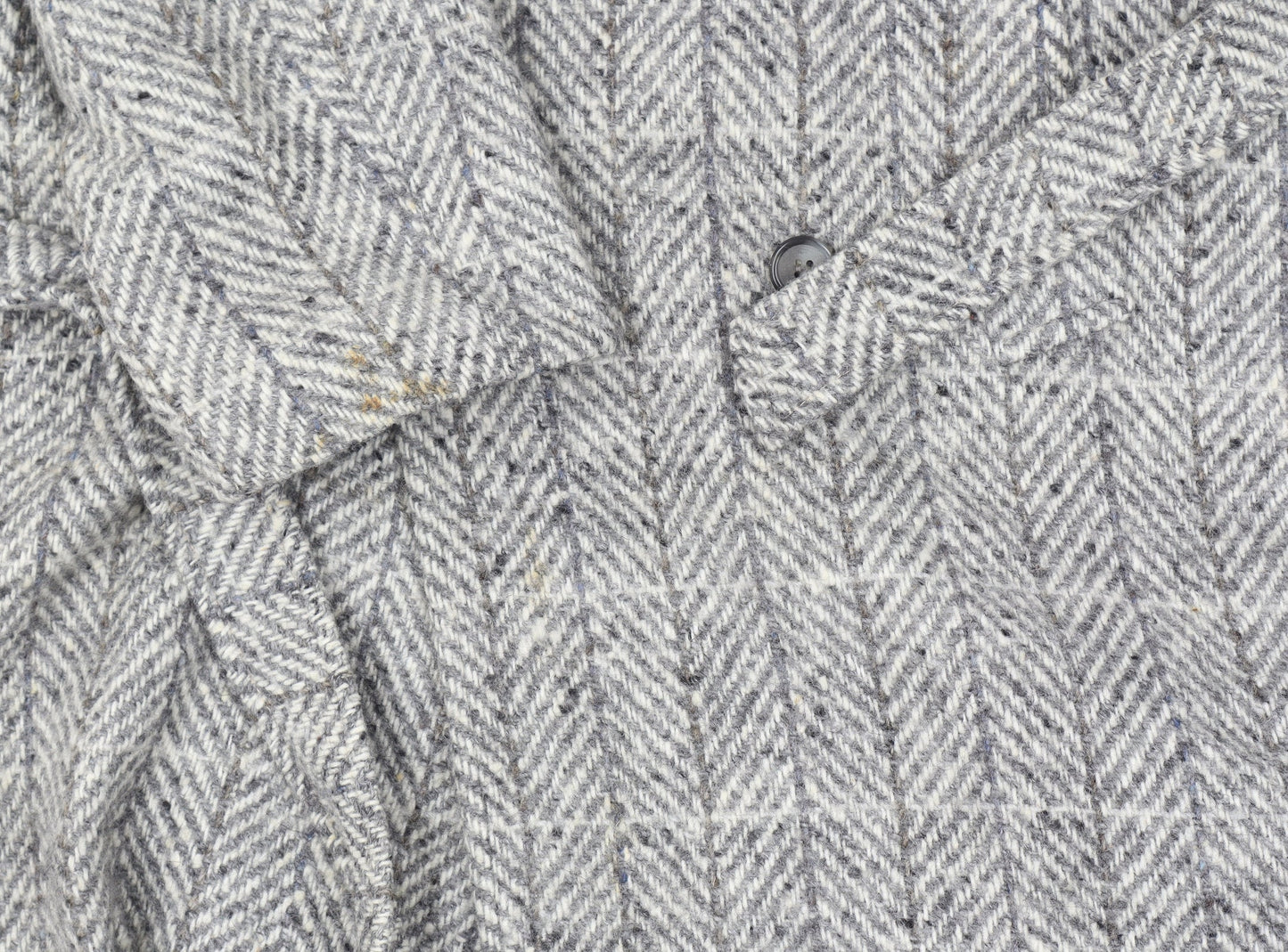 Gulins Men's Grey Herringbone Wool Blend Belted Overcoat Size 46 Regular