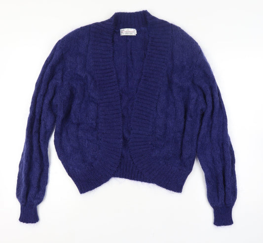 Emreco Women’s Blue Cable Knit Mohair Wool Cardigan M